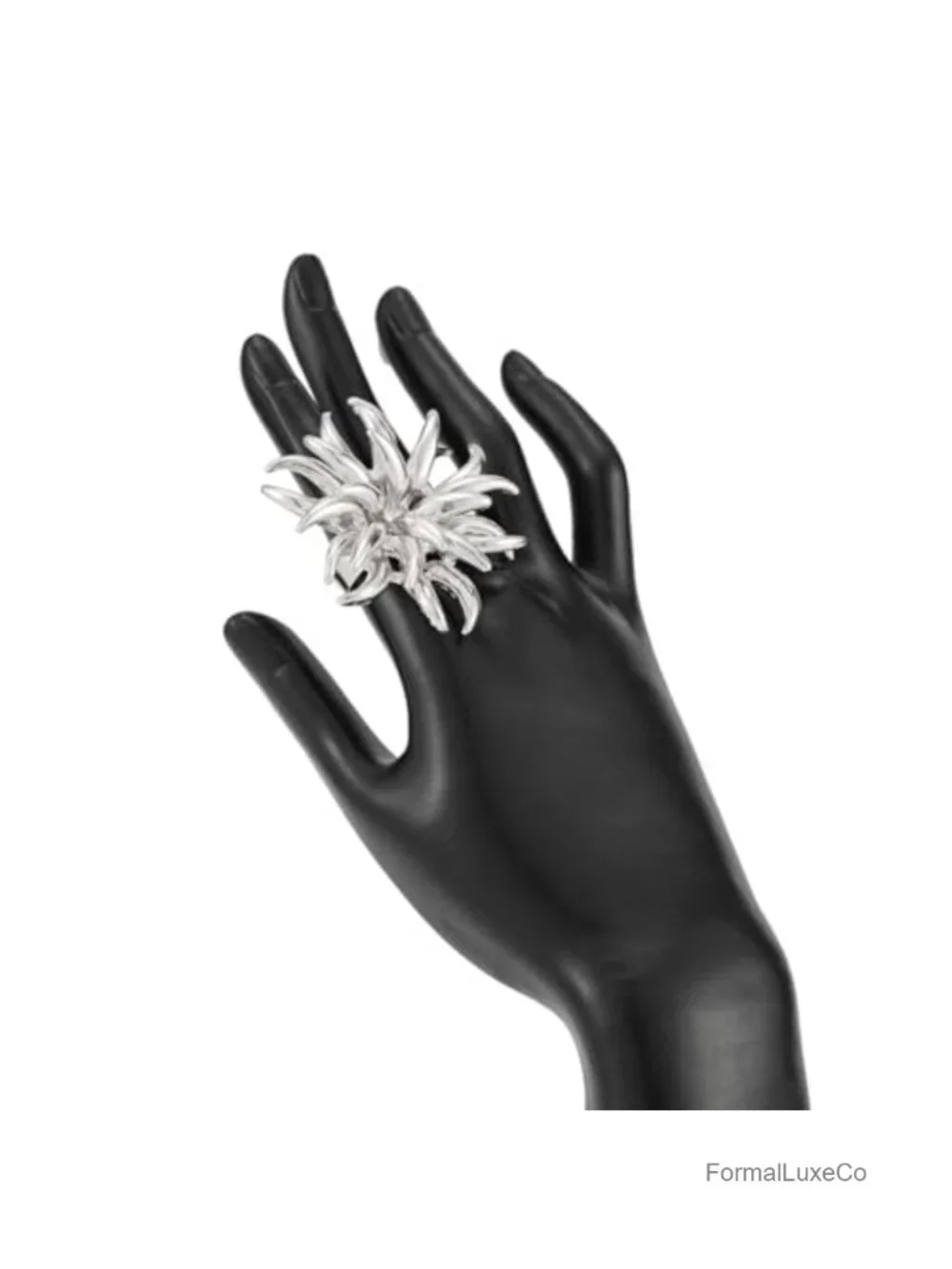 Gold Plated 3D Flower Statement Ring, Adjustable Floral Cocktail Ring for Women